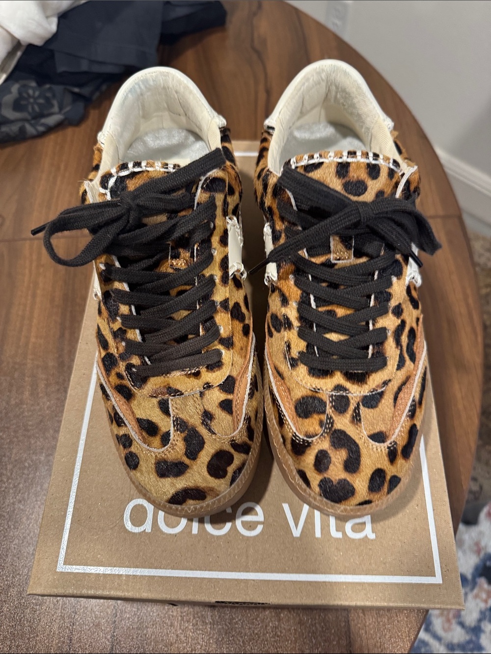 Dolce Vita Leopard-Print Low Top Sneakers in Brown and Black